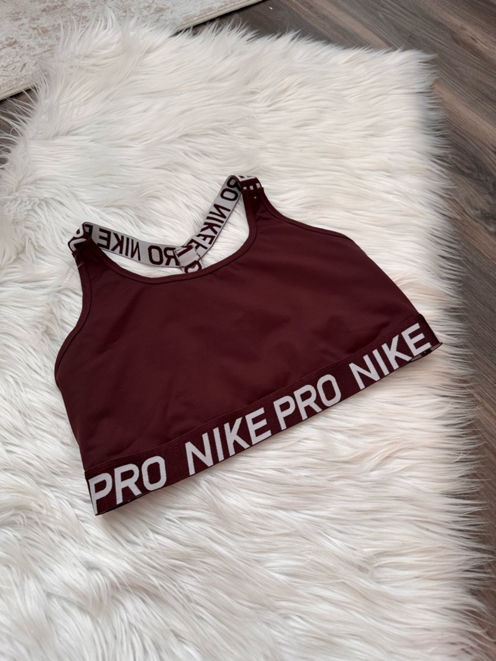 Nike Brown T Back Dri-Fit Pro Sports Bra with Branded Elastic